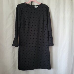 Old Navy Small Little Black Dress velour dots long sleeves lined zipper